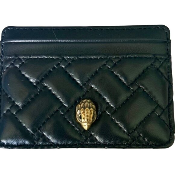 Kurt Geiger Quilted Leather Card Holder Crystal Eagle Head New in Box-Black - Picture 2 of 16